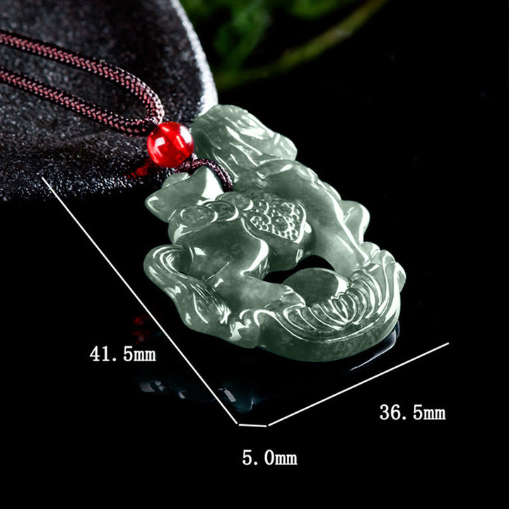 Collar con colgante de cuerda de lingote de jade del Año del Caballo con Buddha Stones , suerte y prosperidad - image 9
