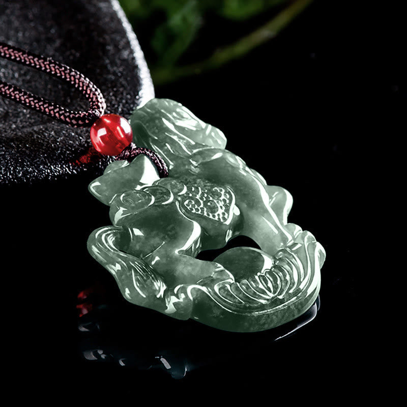 Collar con colgante de cuerda de lingote de jade del Año del Caballo con Buddha Stones , suerte y prosperidad - image 3