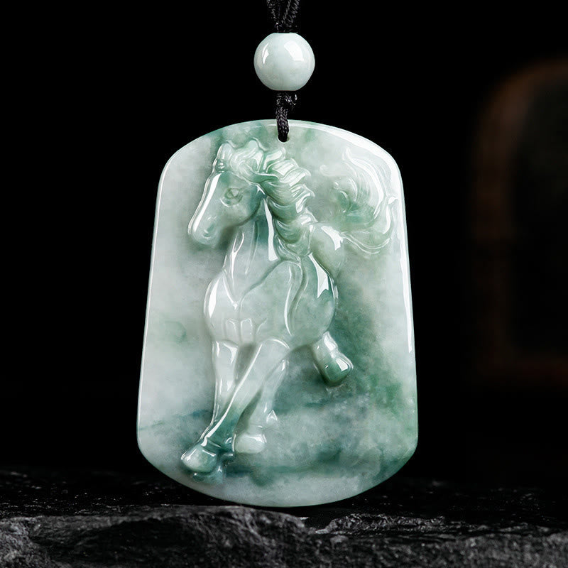 Collar con colgante de cuerda de jade de la abundancia del Año del Caballo con Buddha Stones - Caballo - image 0