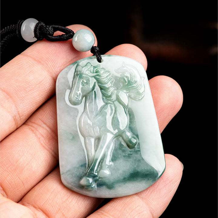 Collar con colgante de cuerda de jade de la abundancia del Año del Caballo con Buddha Stones - image 3