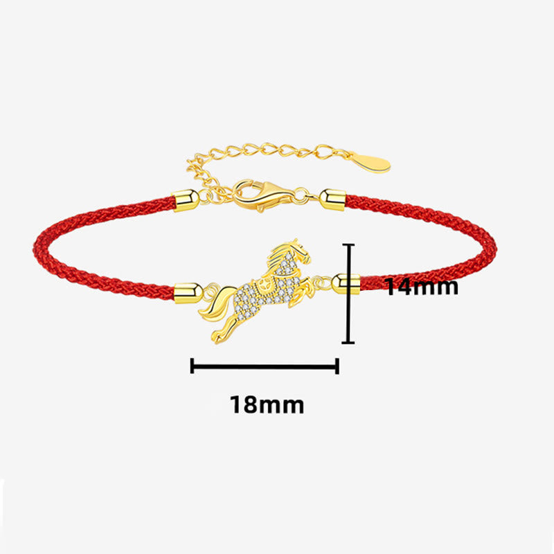 Pulsera de hilo rojo con Buddha Stones en plata de ley 925 dorada, con el año del caballo y el zodiaco chino. - image 2