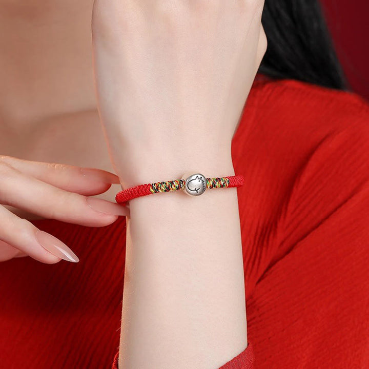 Pulsera trenzada de hilo rojo con abalorio de caballo del zodiaco chino en plata de ley 999 con Buddha Stones - image 9