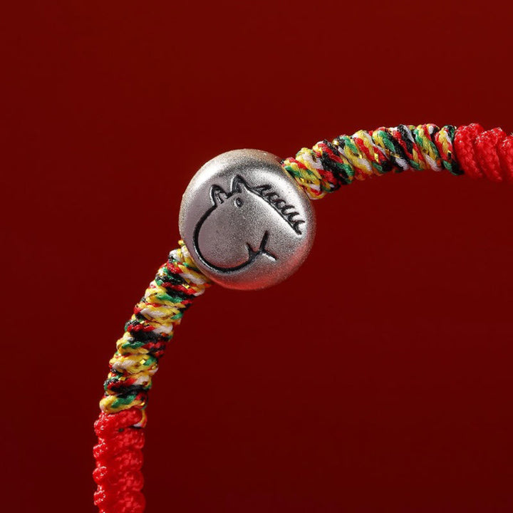 Pulsera trenzada de hilo rojo con abalorio de caballo del zodiaco chino en plata de ley 999 con Buddha Stones - image 7