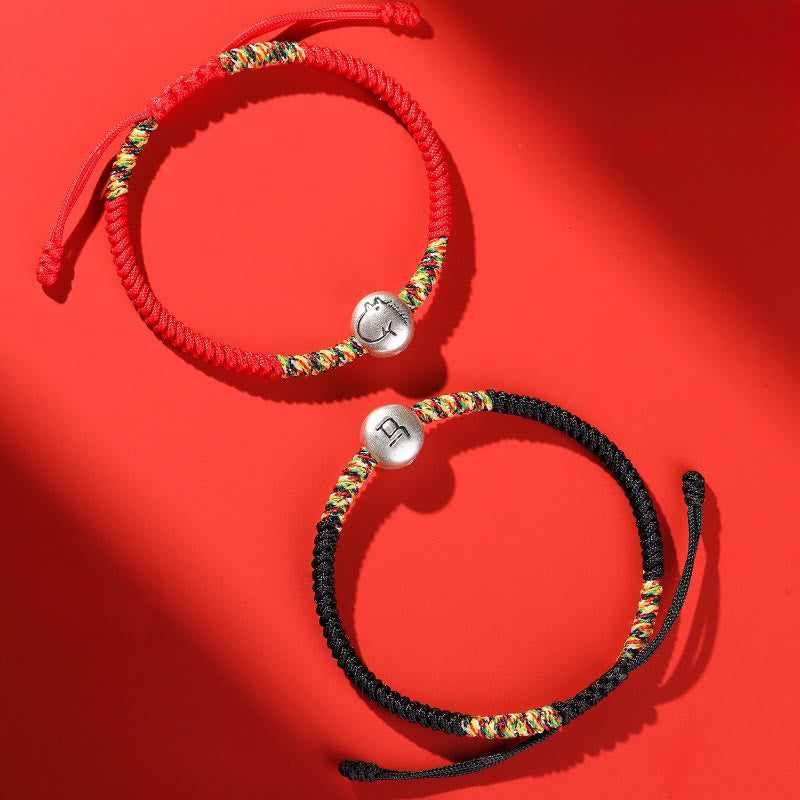 Pulsera trenzada de hilo rojo con abalorio de caballo del zodiaco chino en plata de ley 999 con Buddha Stones - image 12