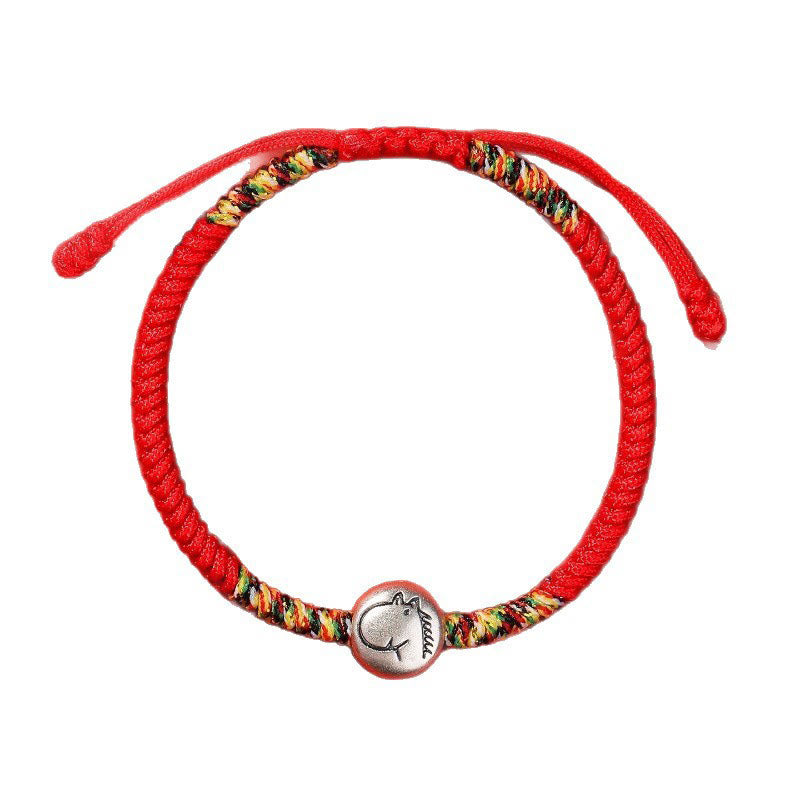 Pulsera trenzada de hilo rojo con Buddha Stones en plata de ley 999, año del caballo y zodiaco chino. - image 13