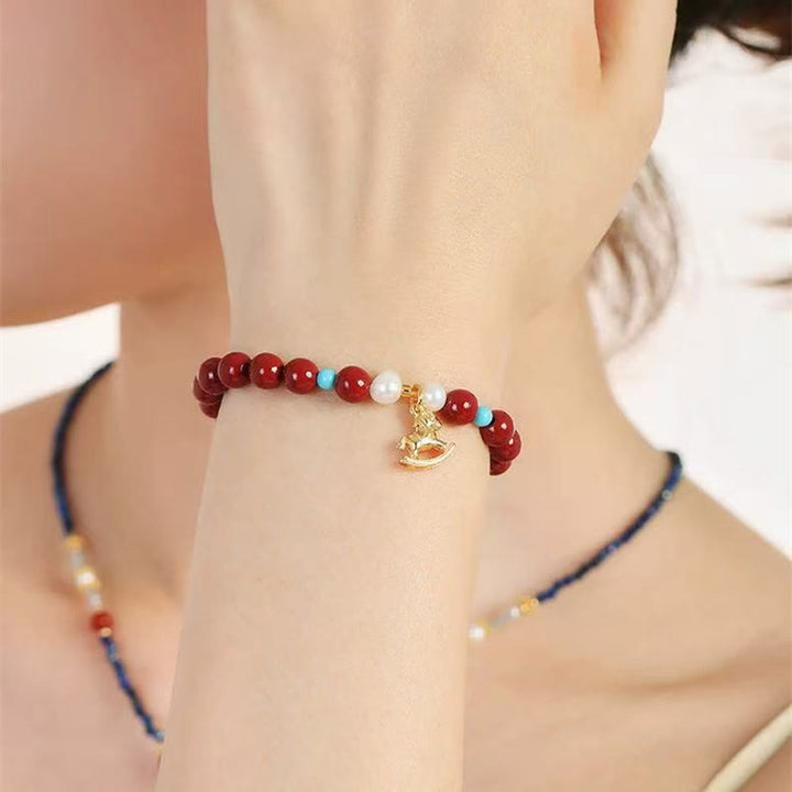 Pulsera de bendición de perla cinabrio natural del Año del Caballo con Buddha Stones - image 12