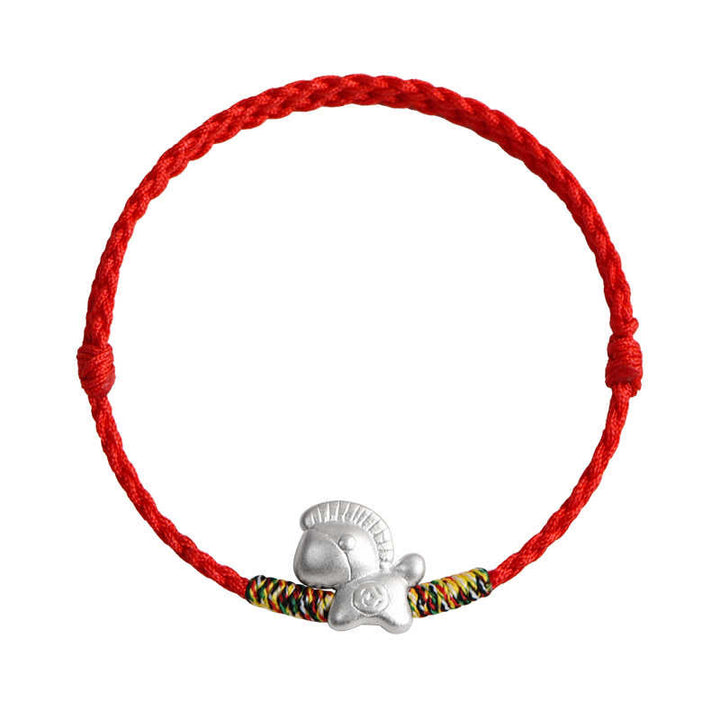 Pulsera tobillera trenzada con hilo de la suerte de plata de ley 999 con Buddha Stones del Año del Caballo - image 17