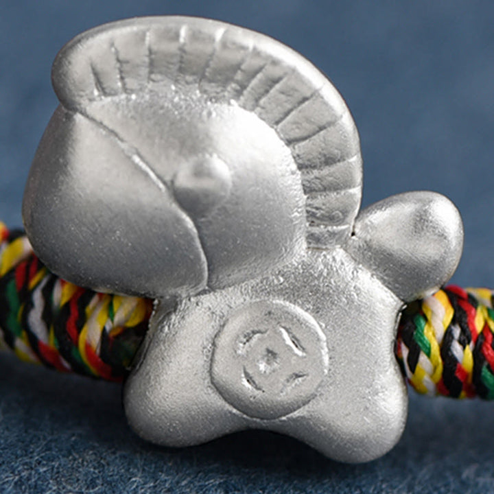 Pulsera tobillera trenzada con hilo de la suerte de plata de ley 999 con Buddha Stones del Año del Caballo - image 15