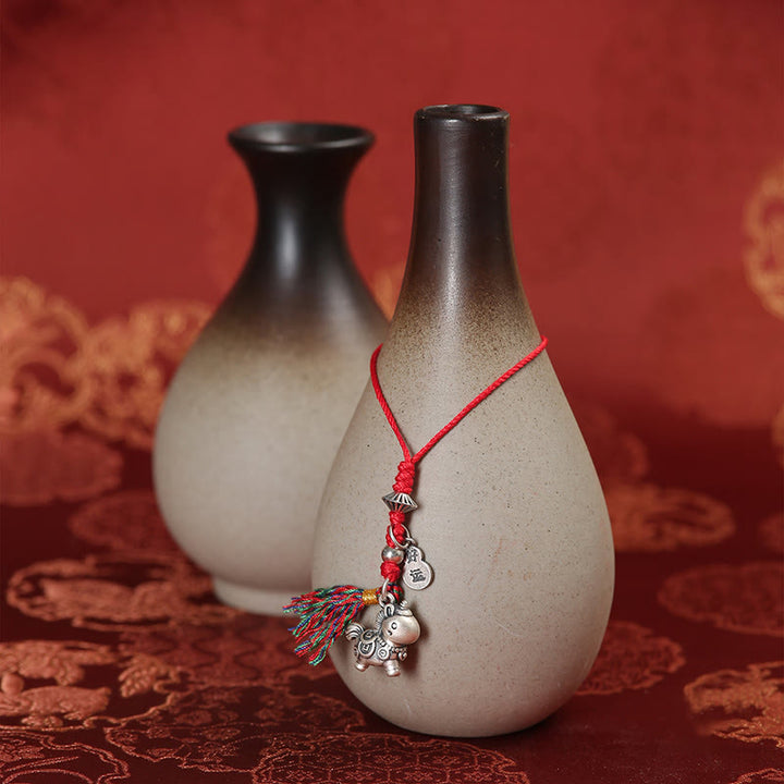 Buddha Stones del Año del Caballo, monedas de cobre de buena suerte en plata de ley 999, decoración colgante para teléfono - image 3