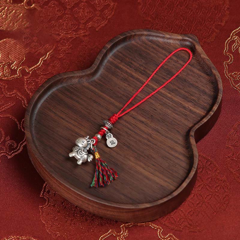 Buddha Stones del Año del Caballo, monedas de cobre de buena suerte en plata de ley 999, decoración colgante para teléfono - image 2