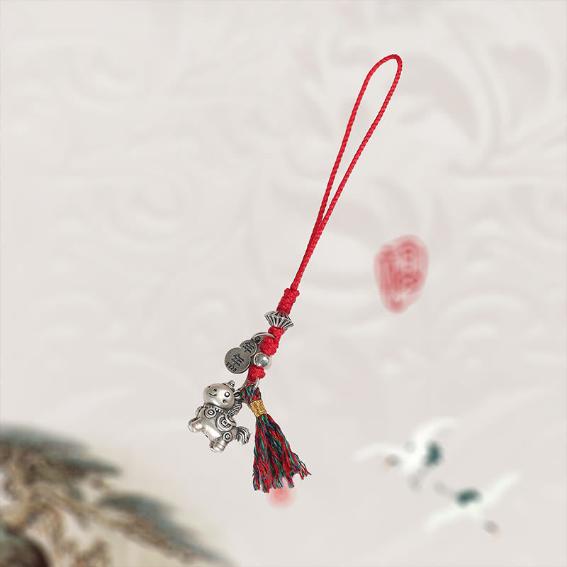 Buddha Stones del Año del Caballo, monedas de cobre de buena suerte en plata de ley 999, decoración colgante para teléfono - image 4