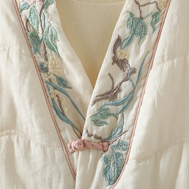 Chaqueta acolchada de algodón de manga larga para mujer con bordado de Buddha Stones y bolsillos - image 6