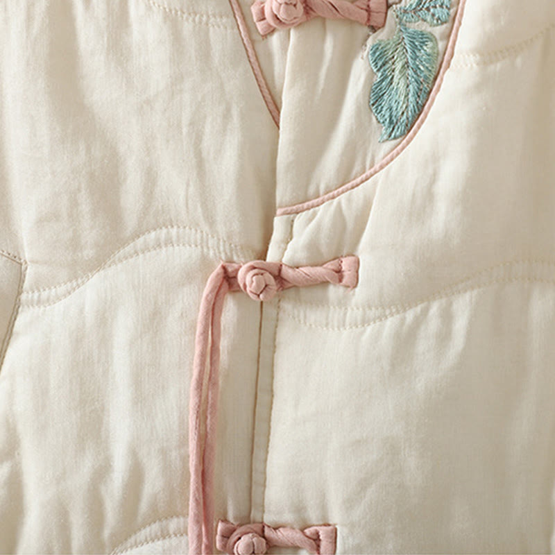 Chaqueta acolchada de algodón de manga larga para mujer con bordado de Buddha Stones y bolsillos - image 10