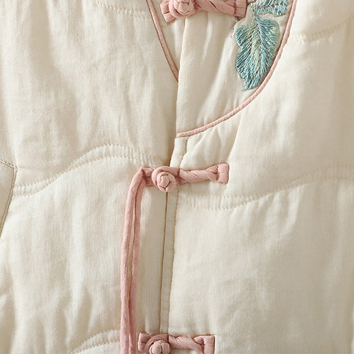 Chaqueta acolchada de algodón de manga larga para mujer con bordado de Buddha Stones y bolsillos - image 10