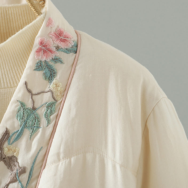 Chaqueta acolchada de algodón de manga larga para mujer con bordado de Buddha Stones y bolsillos - image 5