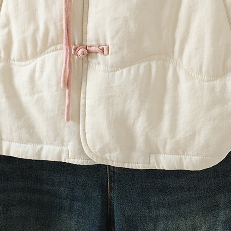 Chaqueta acolchada de algodón de manga larga para mujer con bordado de Buddha Stones y bolsillos - image 11