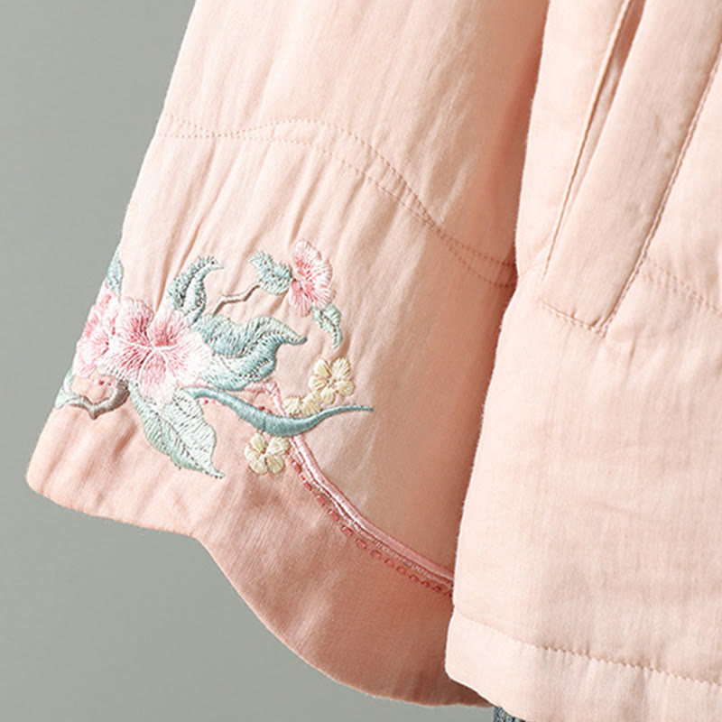 Chaqueta acolchada de algodón de manga larga para mujer con bordado de Buddha Stones y bolsillos - image 17