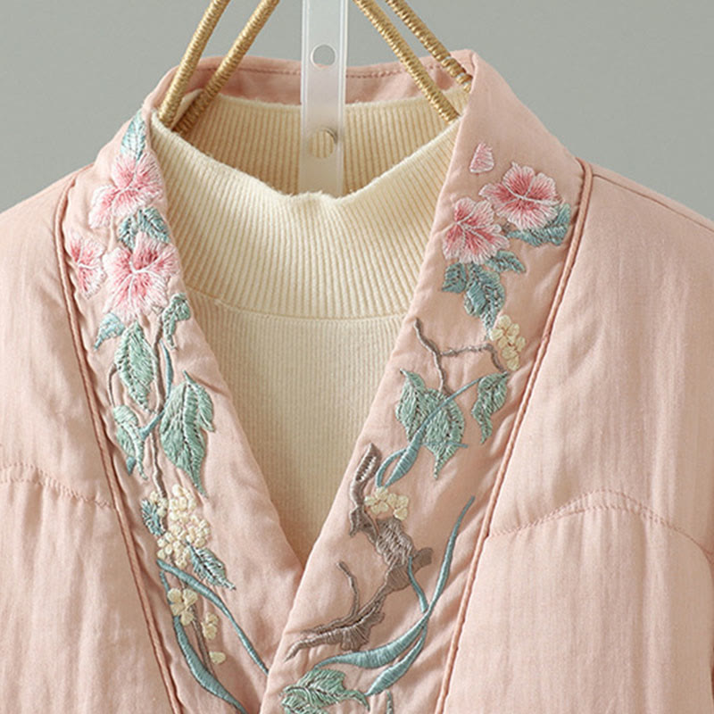 Chaqueta acolchada de algodón de manga larga para mujer con bordado de Buddha Stones y bolsillos - image 14