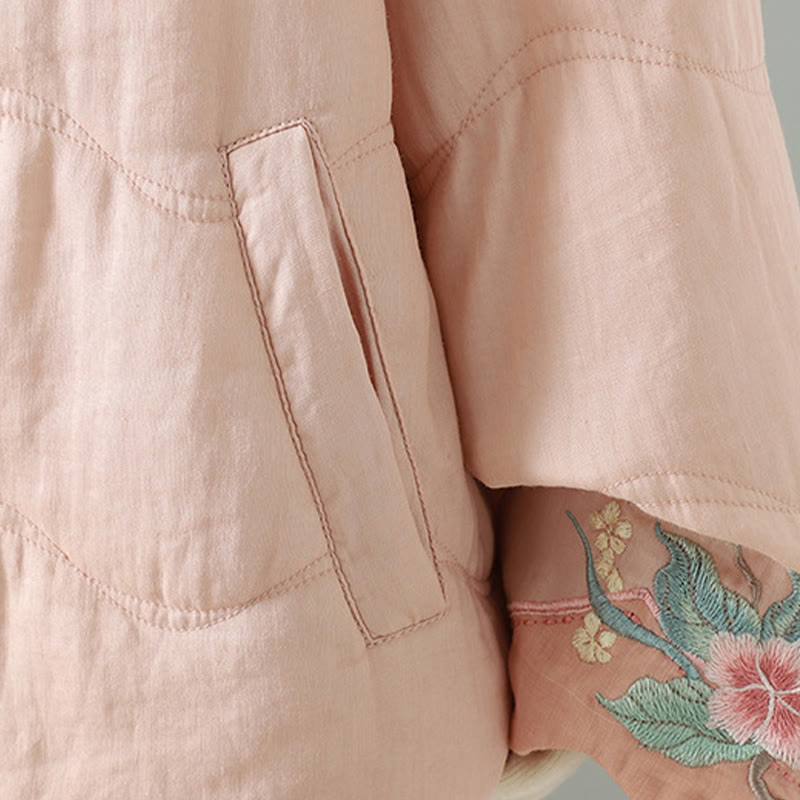 Chaqueta acolchada de algodón de manga larga para mujer con bordado de Buddha Stones y bolsillos - image 16