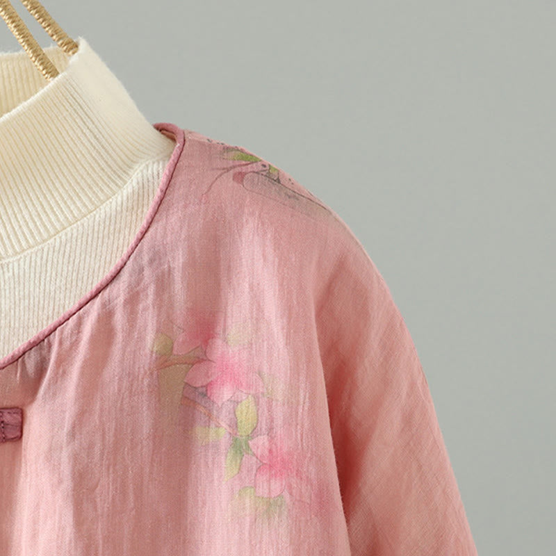 Chaqueta acolchada de algodón de manga larga para mujer con estampado de Buddha Stones y bolsillos - image 3