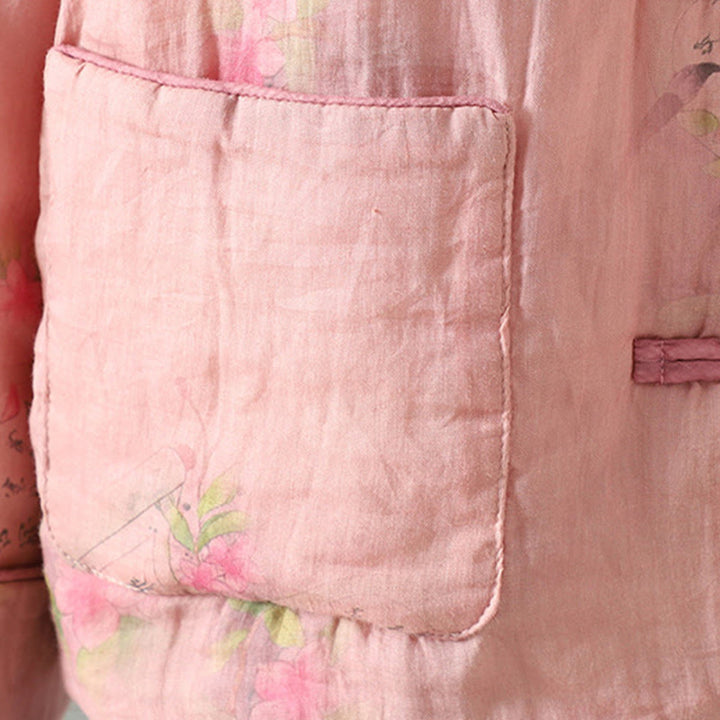 Chaqueta acolchada de algodón de manga larga para mujer con estampado de Buddha Stones y bolsillos - image 8