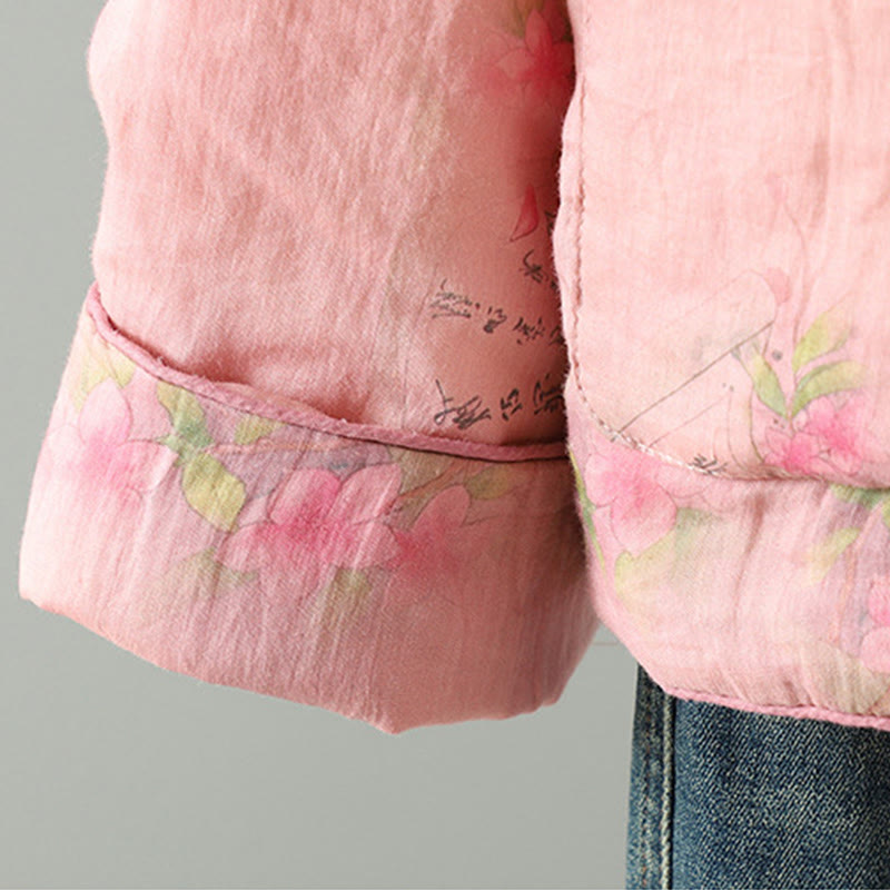 Chaqueta acolchada de algodón de manga larga para mujer con estampado de Buddha Stones y bolsillos - image 6