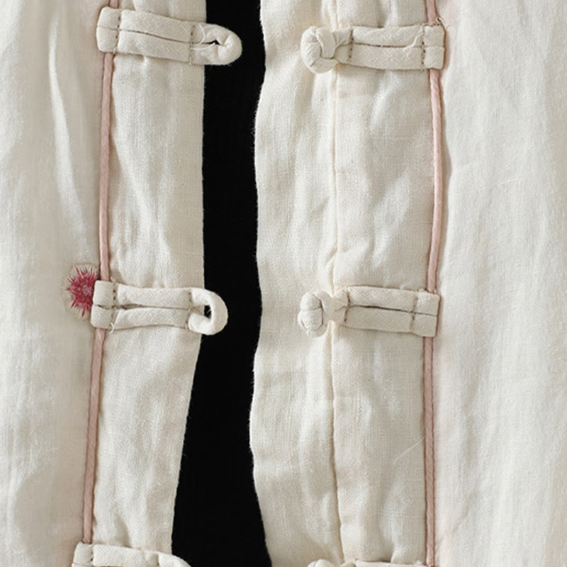 Chaqueta acolchada de algodón de manga larga para mujer con bordado de flores y Buddha Stones y bolsillos - image 8