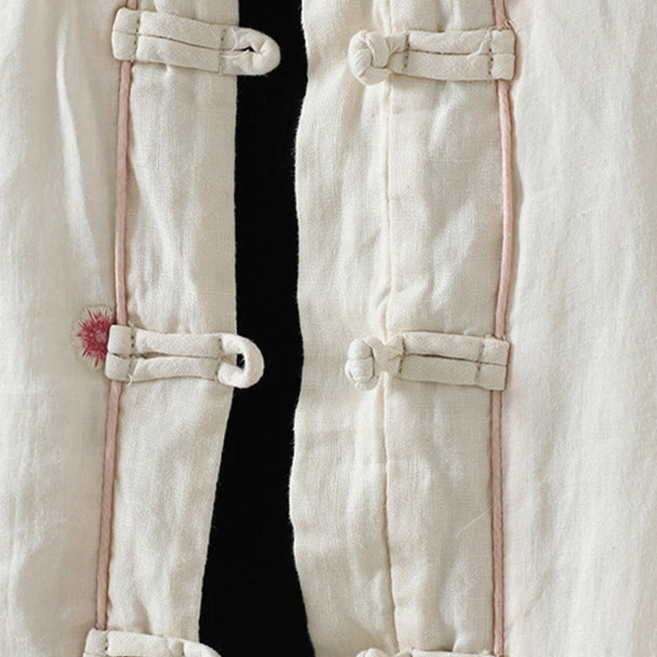 Chaqueta acolchada de algodón de manga larga para mujer con bordado de flores y Buddha Stones y bolsillos - image 8