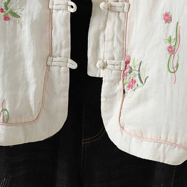 Chaqueta acolchada de algodón de manga larga para mujer con bordado de flores y Buddha Stones y bolsillos - image 11