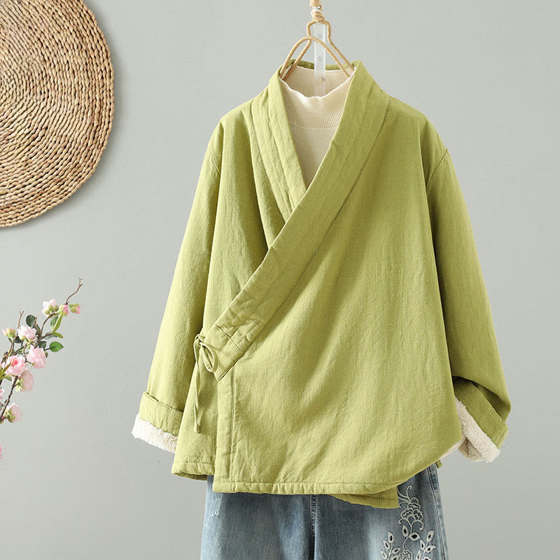 Chaqueta de algodón de manga larga para mujer con Buddha Stones y cordón para meditación zen - AmarilloVerde - US8-10，UK/AU12-14，EU40-42 (2XL) - image 0