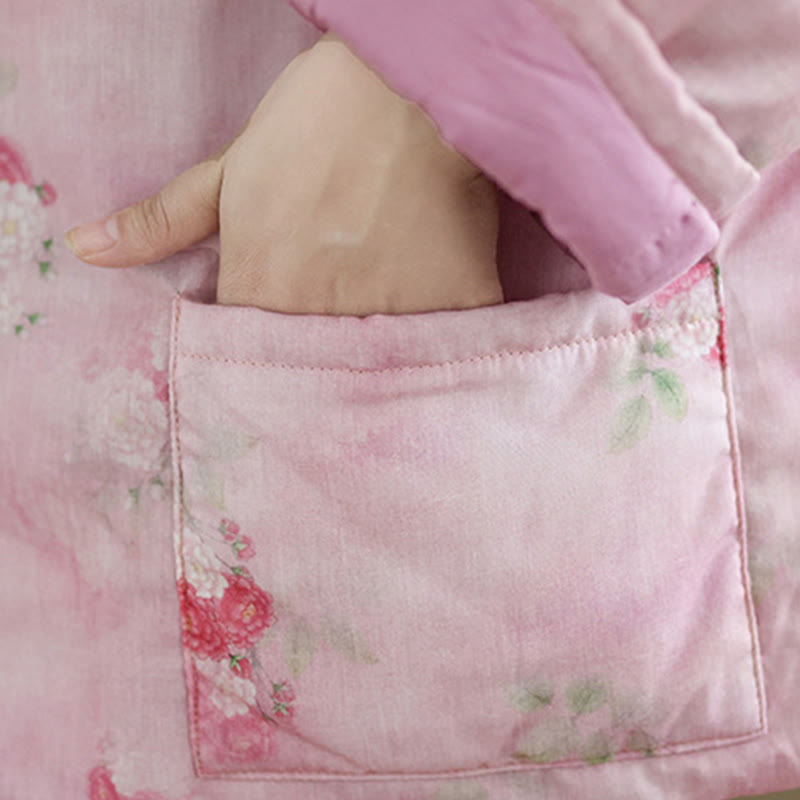 Chaqueta de manga larga para mujer con estampado de flores y Buddha Stones y bolsillos - image 8