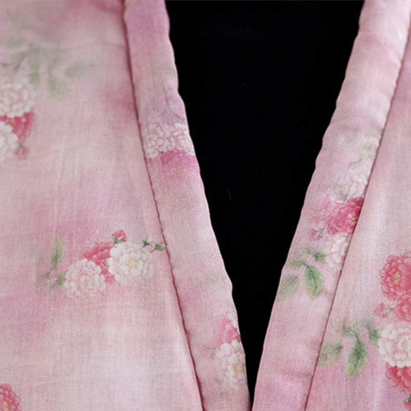 Chaqueta acolchada de algodón de manga larga para mujer con estampado de flores y Buddha Stones y bolsillos - image 7