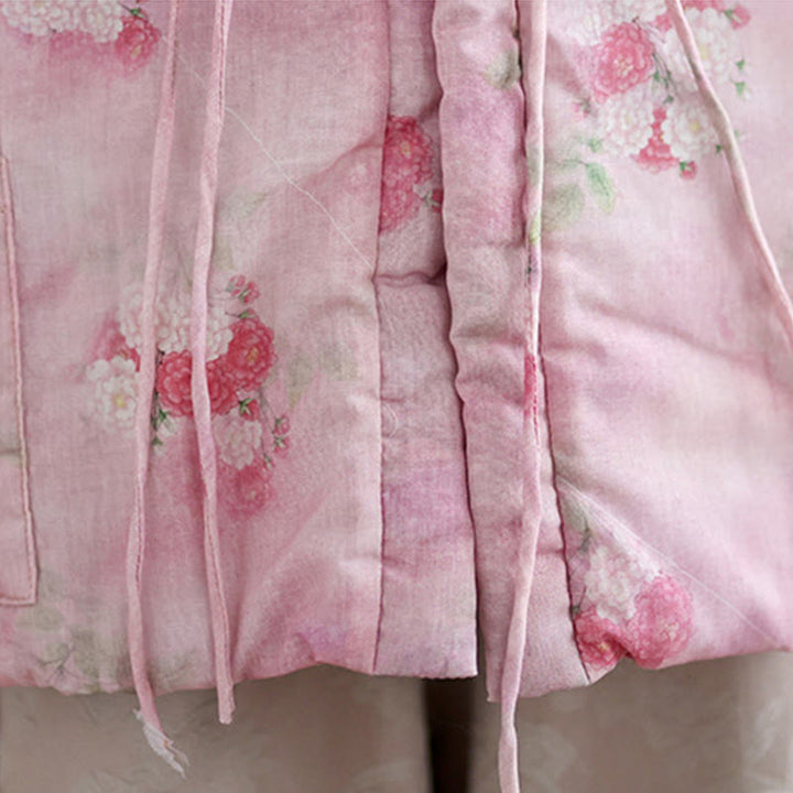 Chaqueta acolchada de algodón de manga larga para mujer con estampado de flores y Buddha Stones y bolsillos - image 9