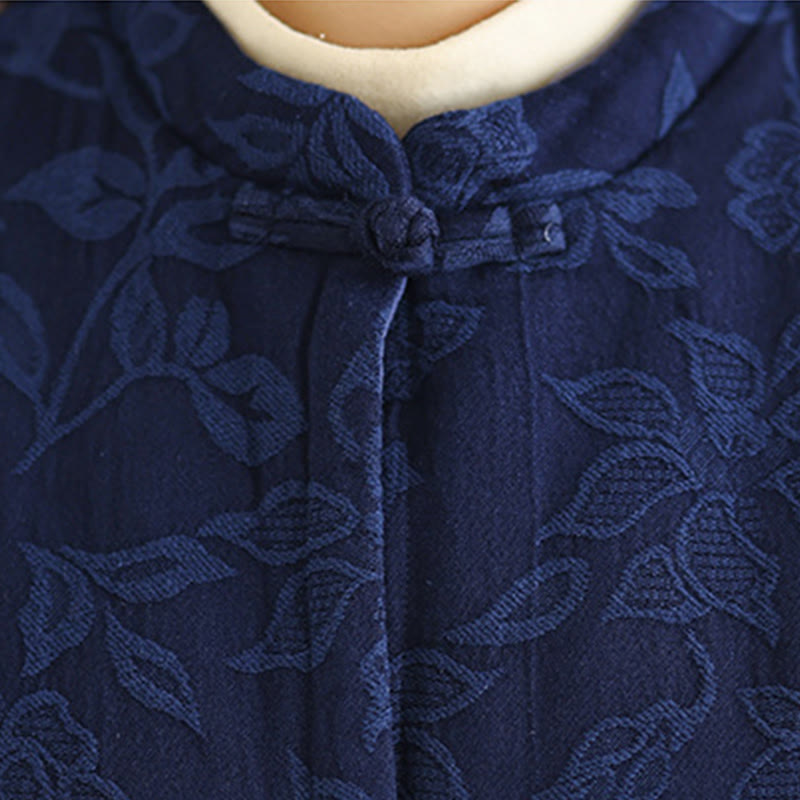 Chaleco de algodón sin mangas para mujer con estampado jacquard de Buddha Stones y botones de rana, con bolsillos - image 6