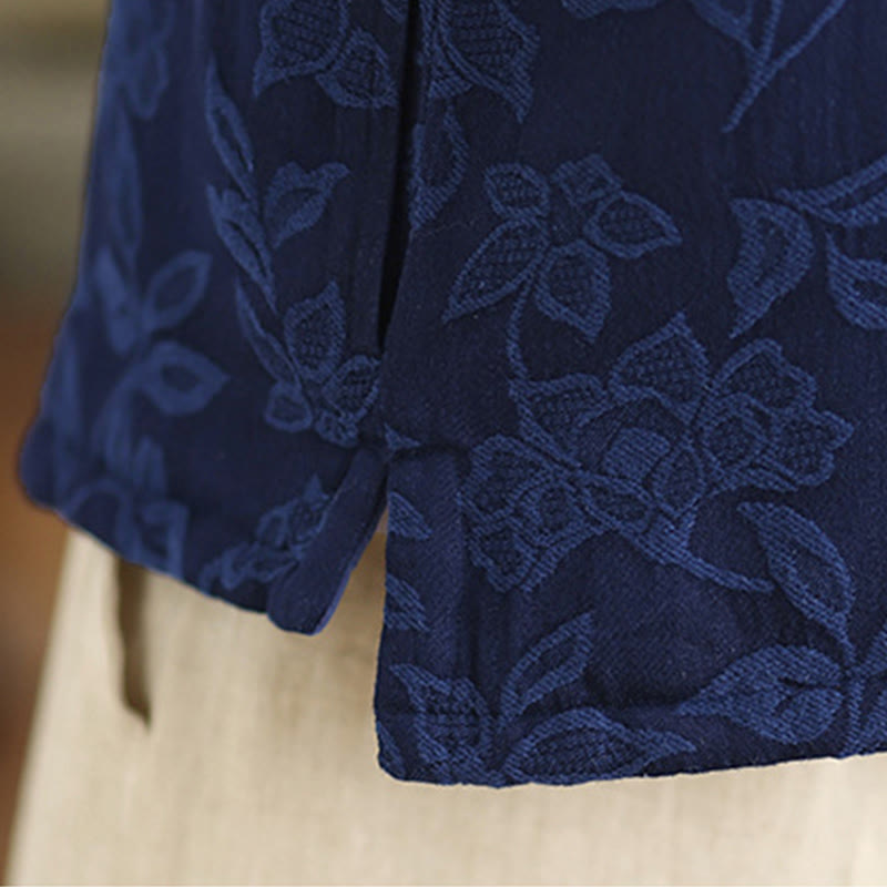 Chaleco de algodón sin mangas para mujer con estampado jacquard de Buddha Stones y botones de rana, con bolsillos - image 8