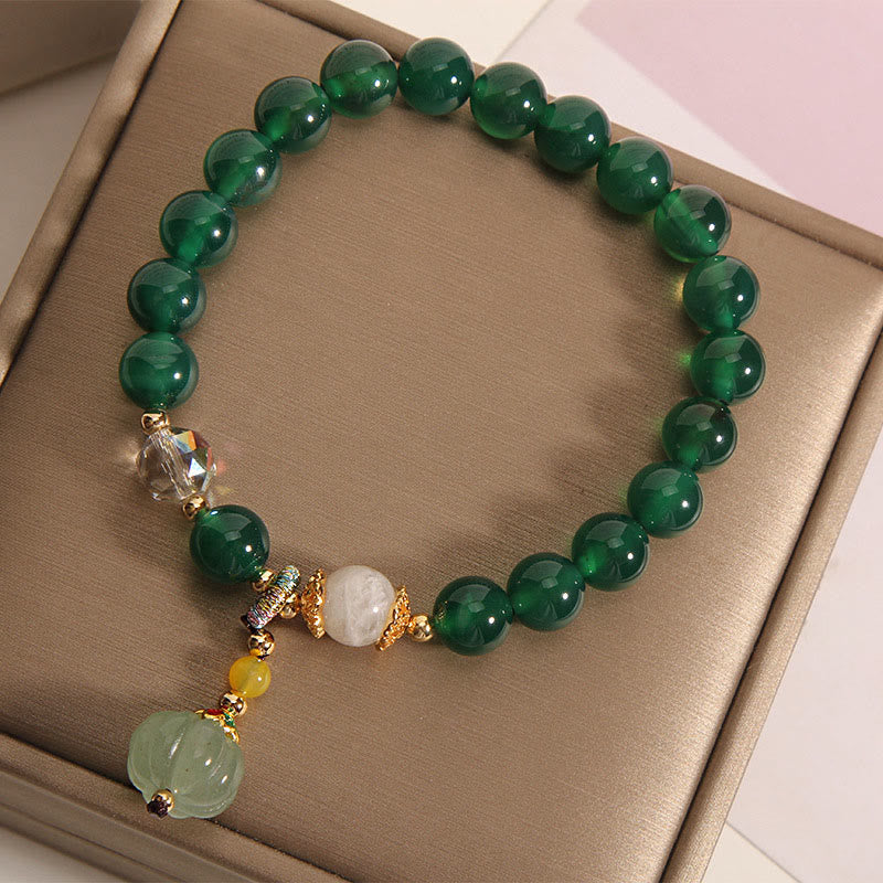Pulsera relajante con cuentas de calabaza de cristal verde de Buddha Stones - image 3