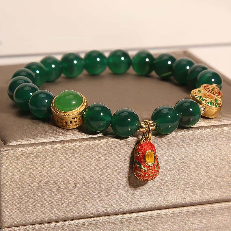 Pulsera de la esperanza con diseño de calabaza, zapatos de tigre y ágata verde natural de Buddha Stones - image 2