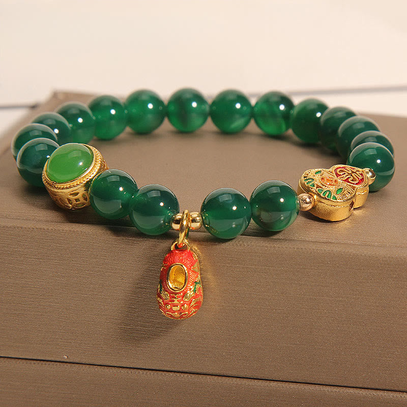 Pulsera de la esperanza con diseño de calabaza, zapatos de tigre y ágata verde natural de Buddha Stones - Ágata verde (circunferencia de la muñeca: 14-16 cm) - image 0