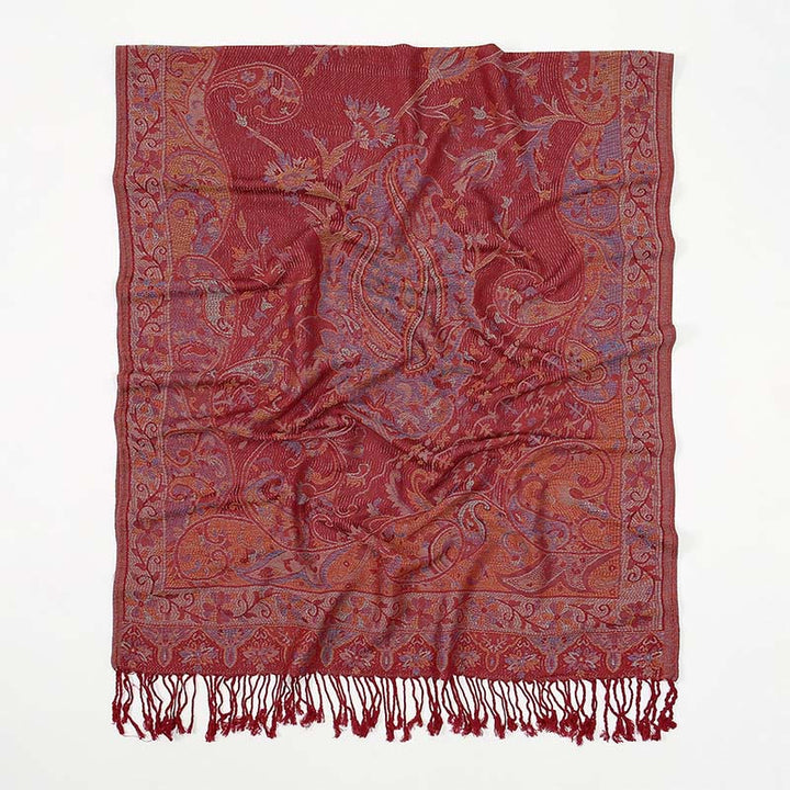 Bufanda chal suave con borlas y diseño de flores de anacardo primaverales con Buddha Stones - image 12