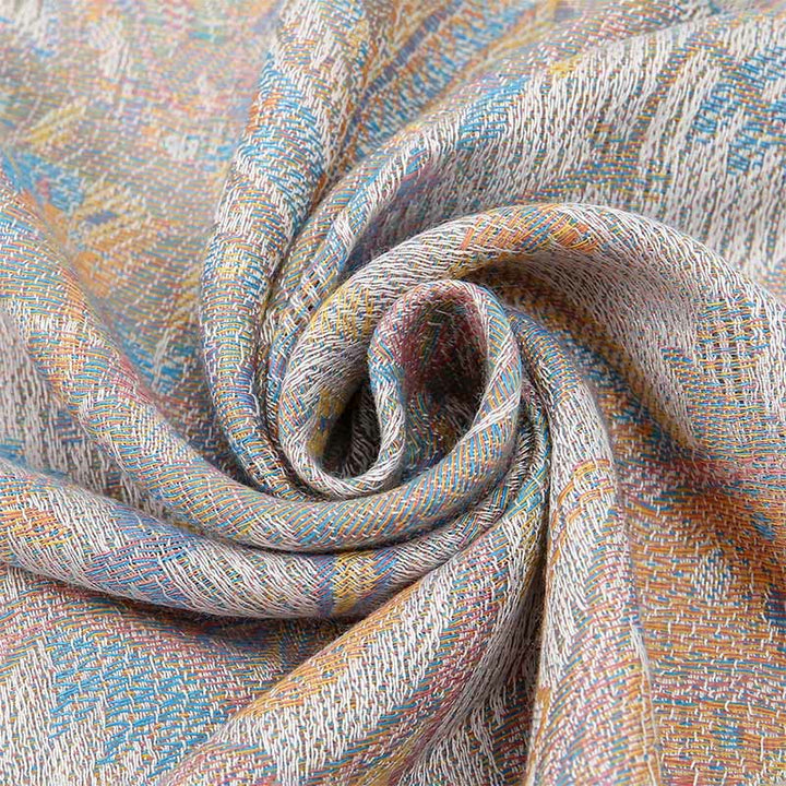 Bufanda chal suave con borlas y diseño de flores de anacardo primaverales con Buddha Stones - image 8