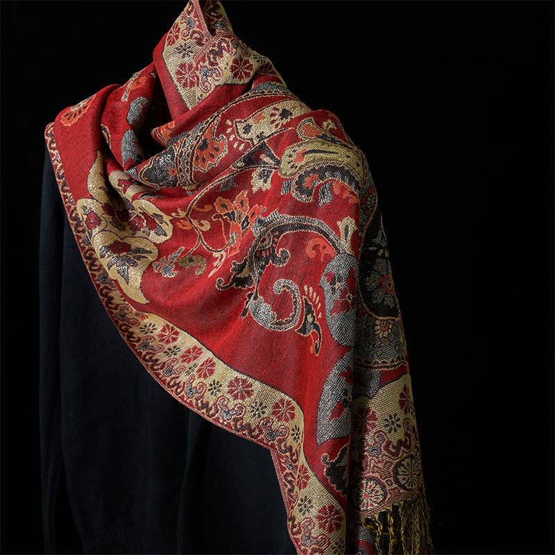 Bufanda chal acogedora con Buddha Stones - Rojo - 176*70 cm - image 0