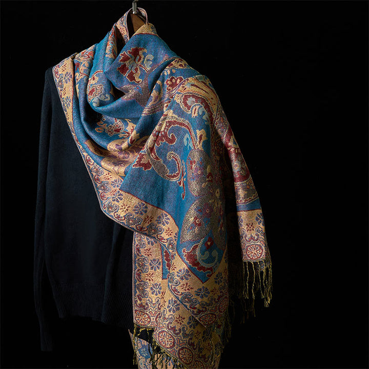 Bufanda chal acogedora con Buddha Stones - Azul aciano - 176*70 cm - image 6