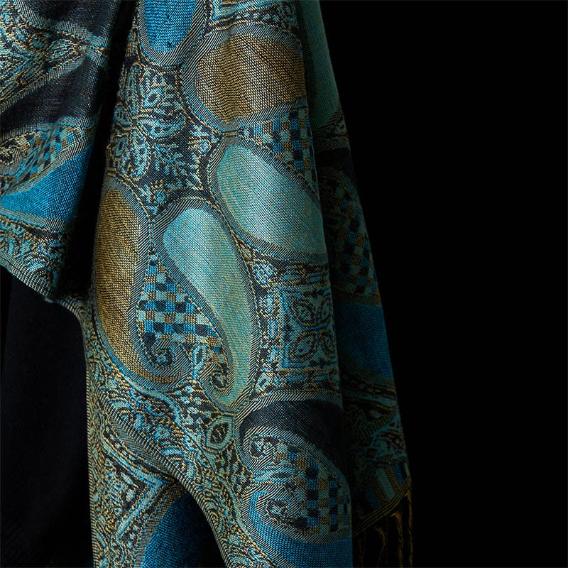 Bufanda chal acogedora con borlas y diseño geométrico de flores de anacardo otoñal con Buddha Stones - image 5