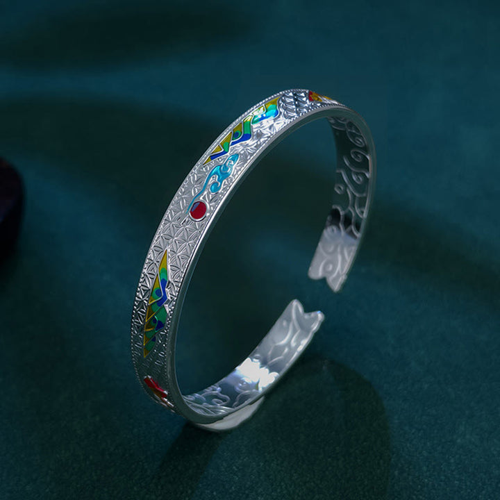 Pulsera ajustable abierta con diseño de mariposa, sol y Buddha Stones, de cobre y esmalte, con amor - image 6