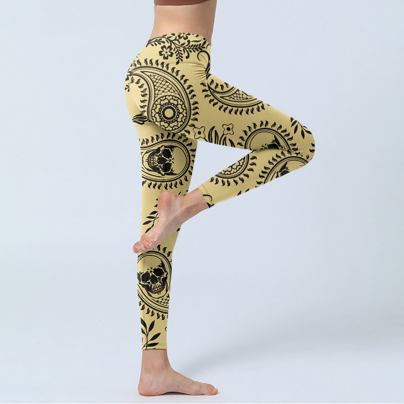 Leggings de yoga para mujer con diseño de calavera y cachemira de Buddha Stones - image 3