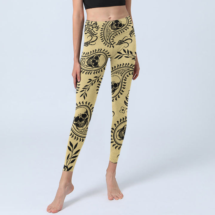 Leggings de yoga para mujer con diseño de calavera y cachemira de Buddha Stones - image 5