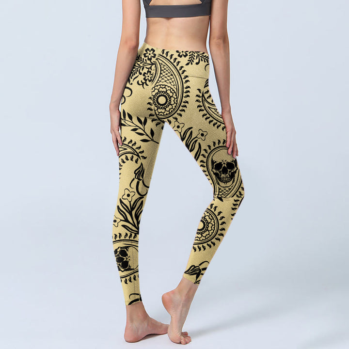 Leggings de yoga para mujer con diseño de calavera y cachemira de Buddha Stones - image 4