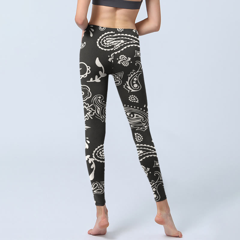 Leggings de yoga para mujer con estampado de calavera y alas de Buddha Stones de cachemira - image 6