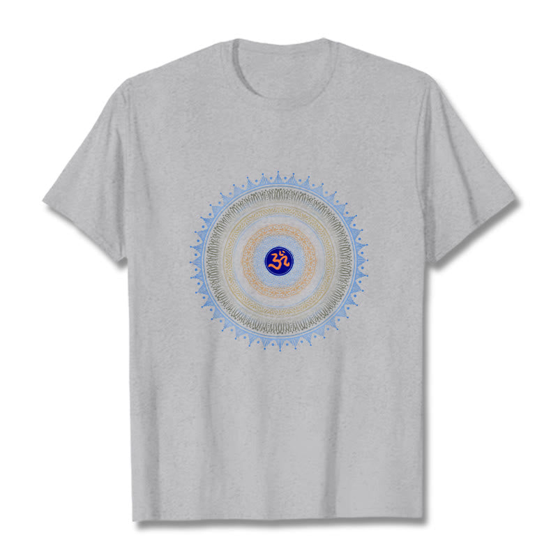 Camiseta con estampado OM de flor de mandala y Buddha Stones - Gris claro - 2XL - image 19