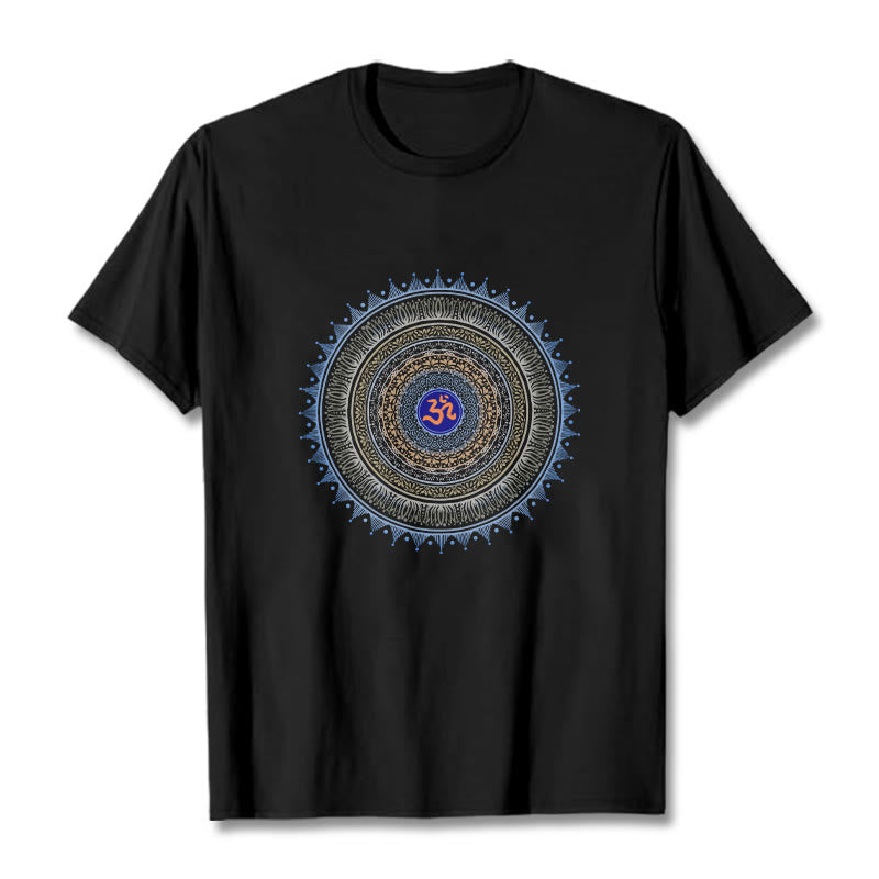 Camiseta con estampado OM de flor de mandala y Buddha Stones - Negro - 2XL - image 0